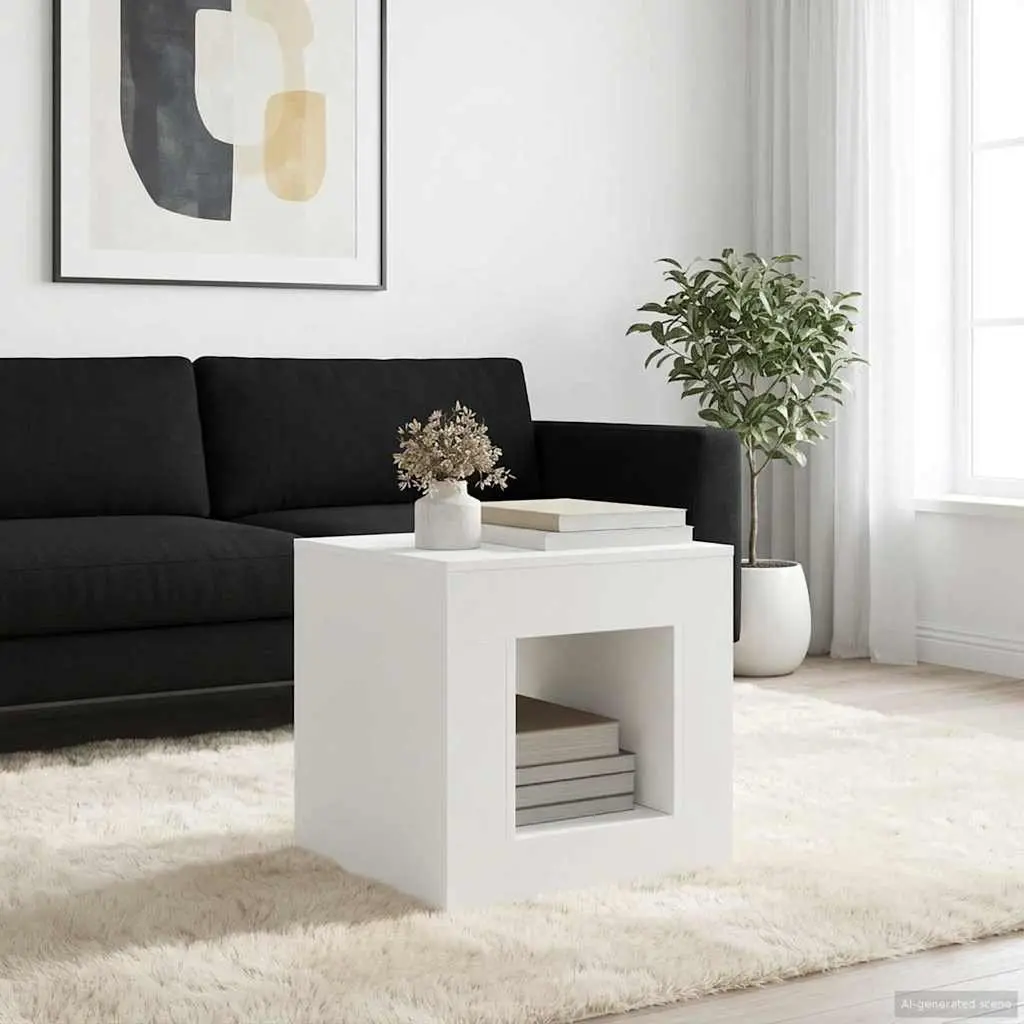 White Coffee Table Modern Living Room Accent Decor Small Space Furniture