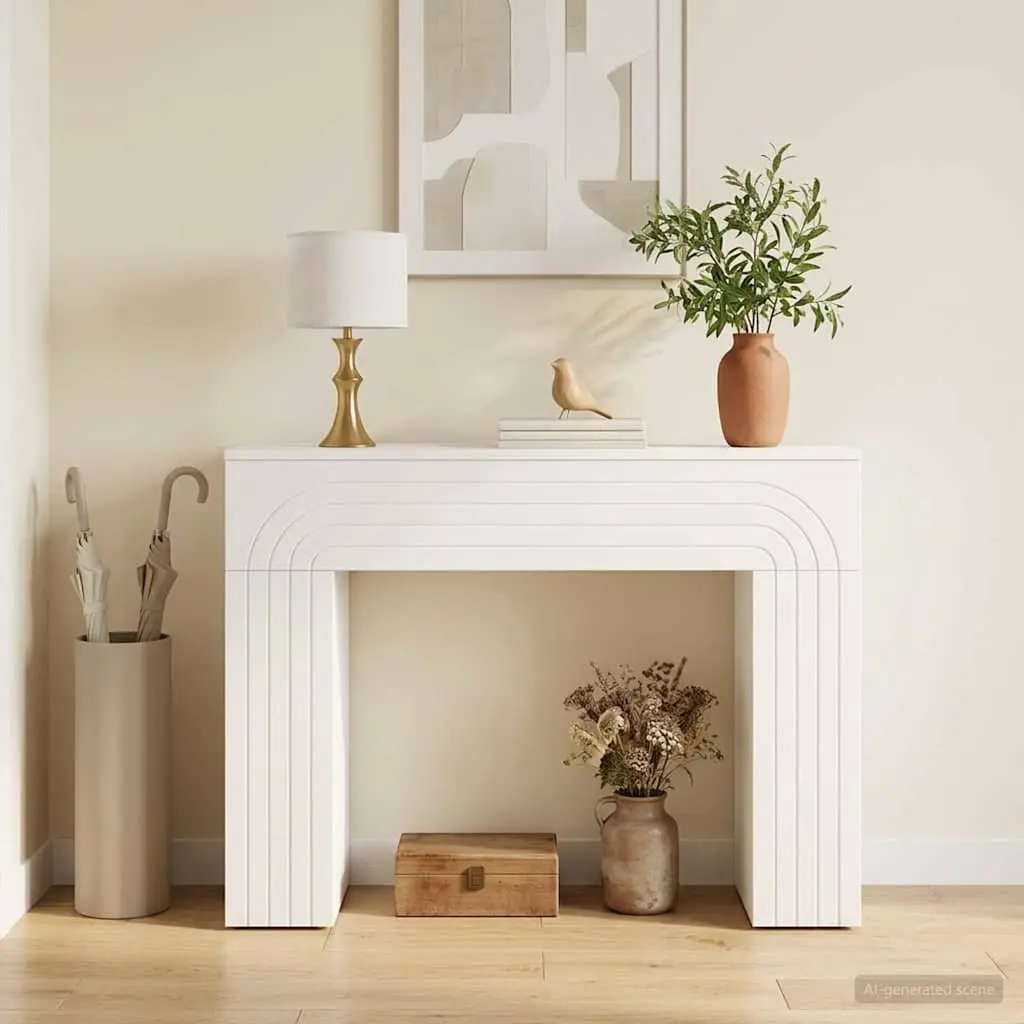 Coffee Table White Rectangular Modern Living Room Accent Furniture Engineered
