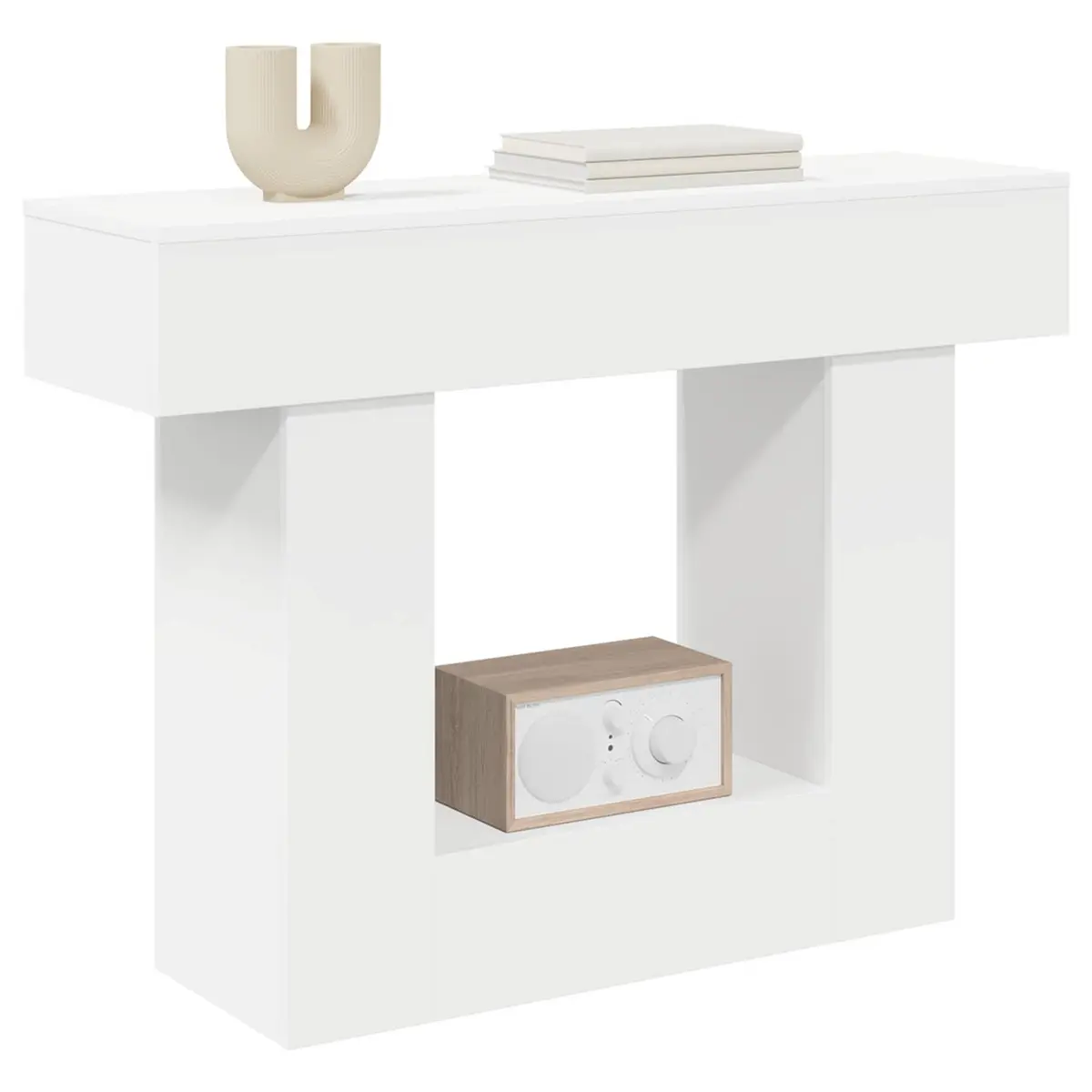 Console Table White Modern Minimalist Entryway Living Room Accent Storage Shelf