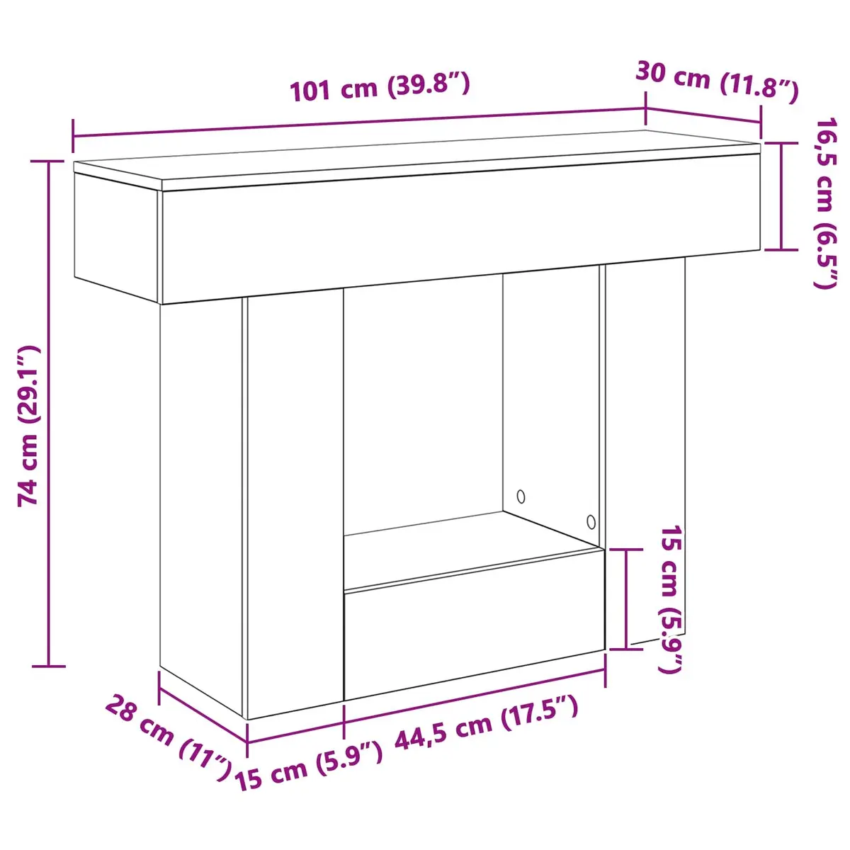 Console Table White Modern Minimalist Entryway Living Room Accent Storage Shelf