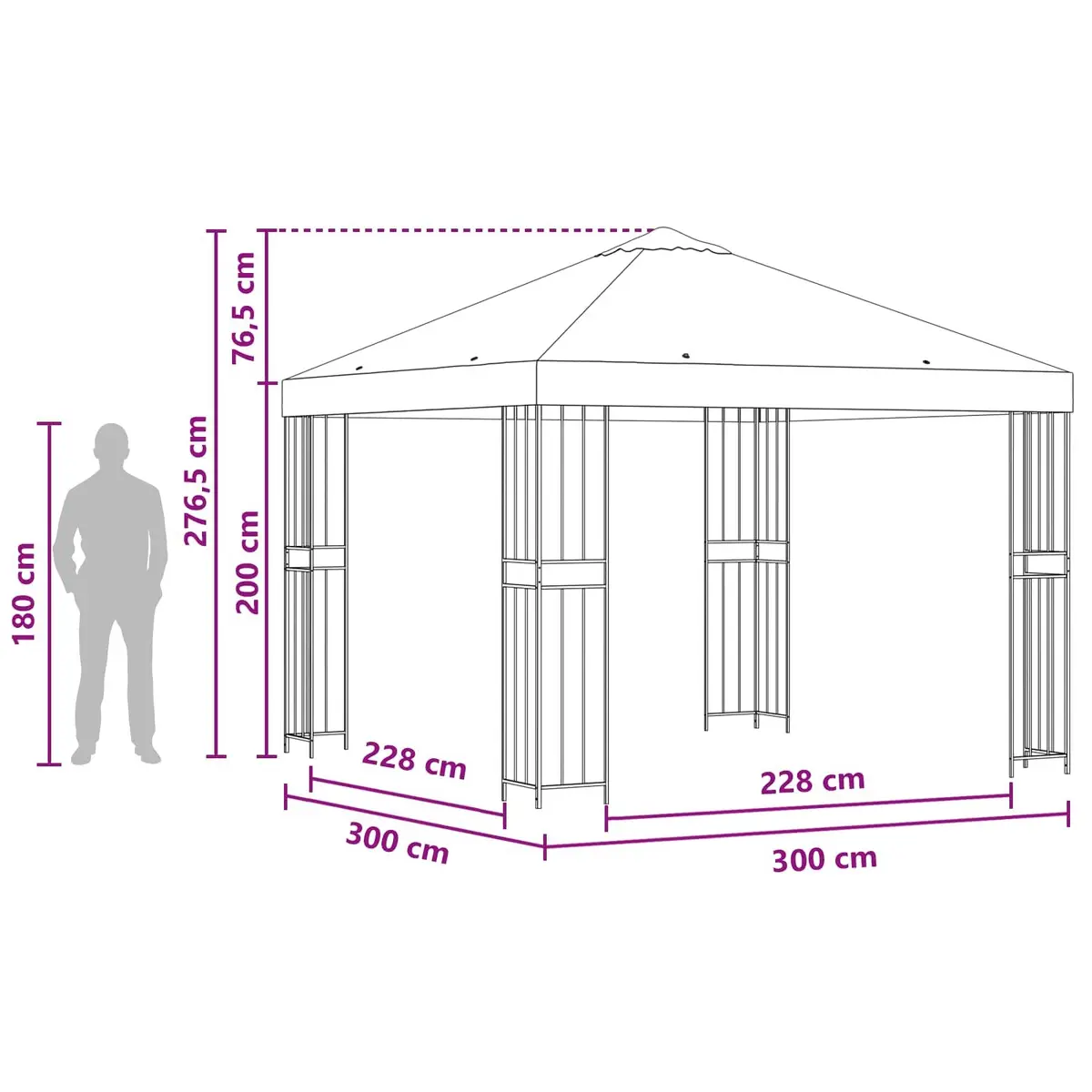 Gazebo Steel Frame 3 x 3 m Cream Polyester Outdoor Canopy Garden Patio Shelter