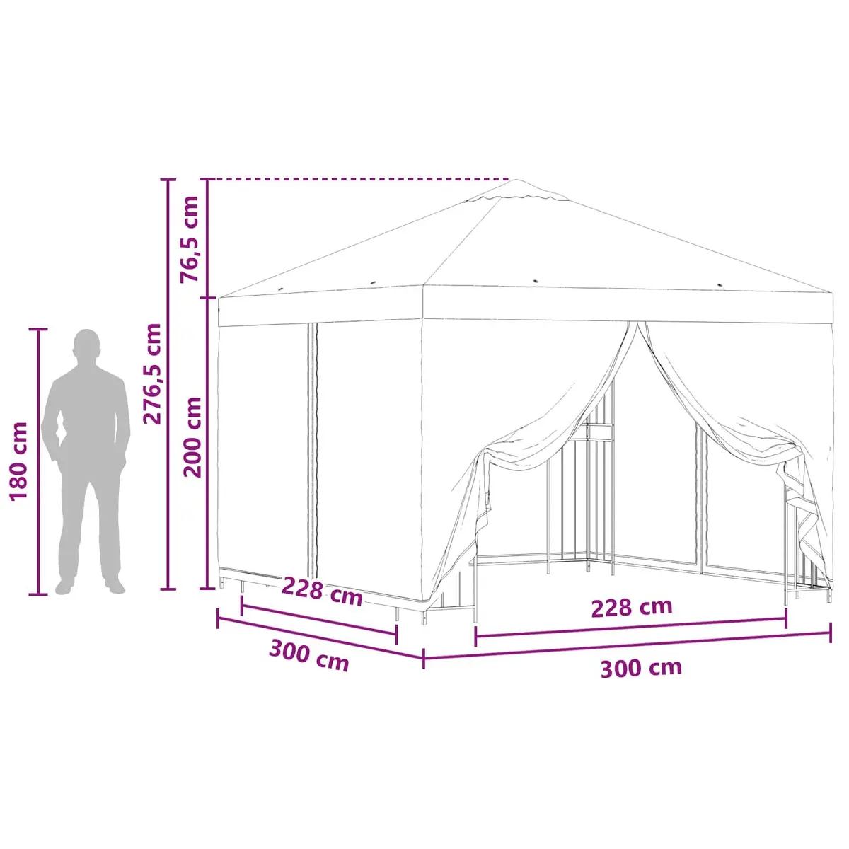 3 x 3 m Garden Gazebo with Cream Canopy