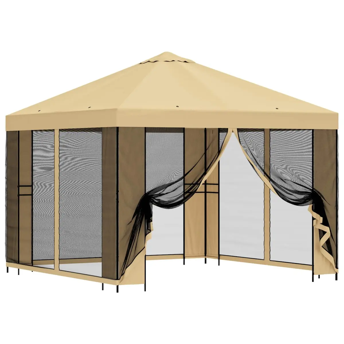 3x3m Outdoor Gazebo with Cream Polyester Canopy