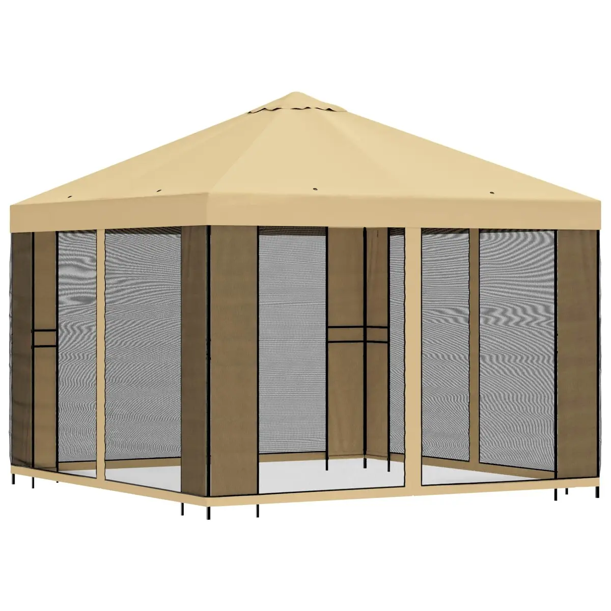 3x3m Outdoor Gazebo with Cream Polyester Canopy