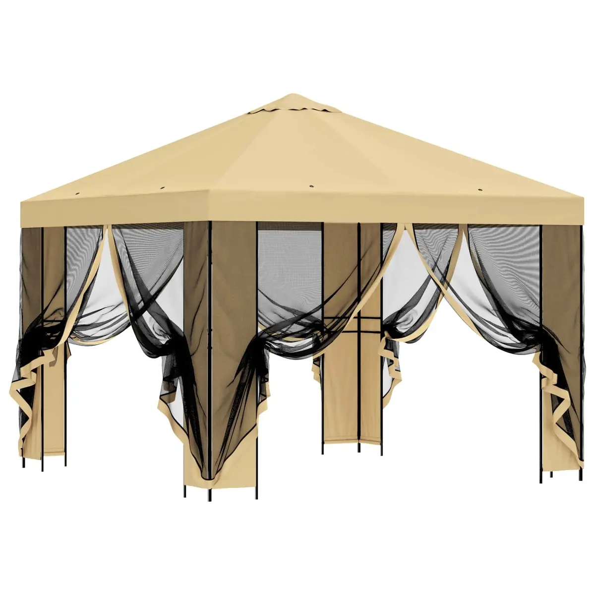 3x3m Outdoor Gazebo with Cream Polyester Canopy