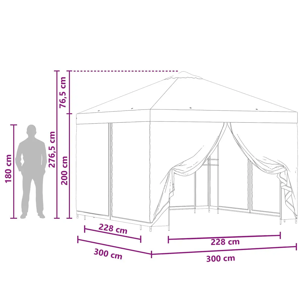 3x3m Outdoor Gazebo with Cream Polyester Canopy