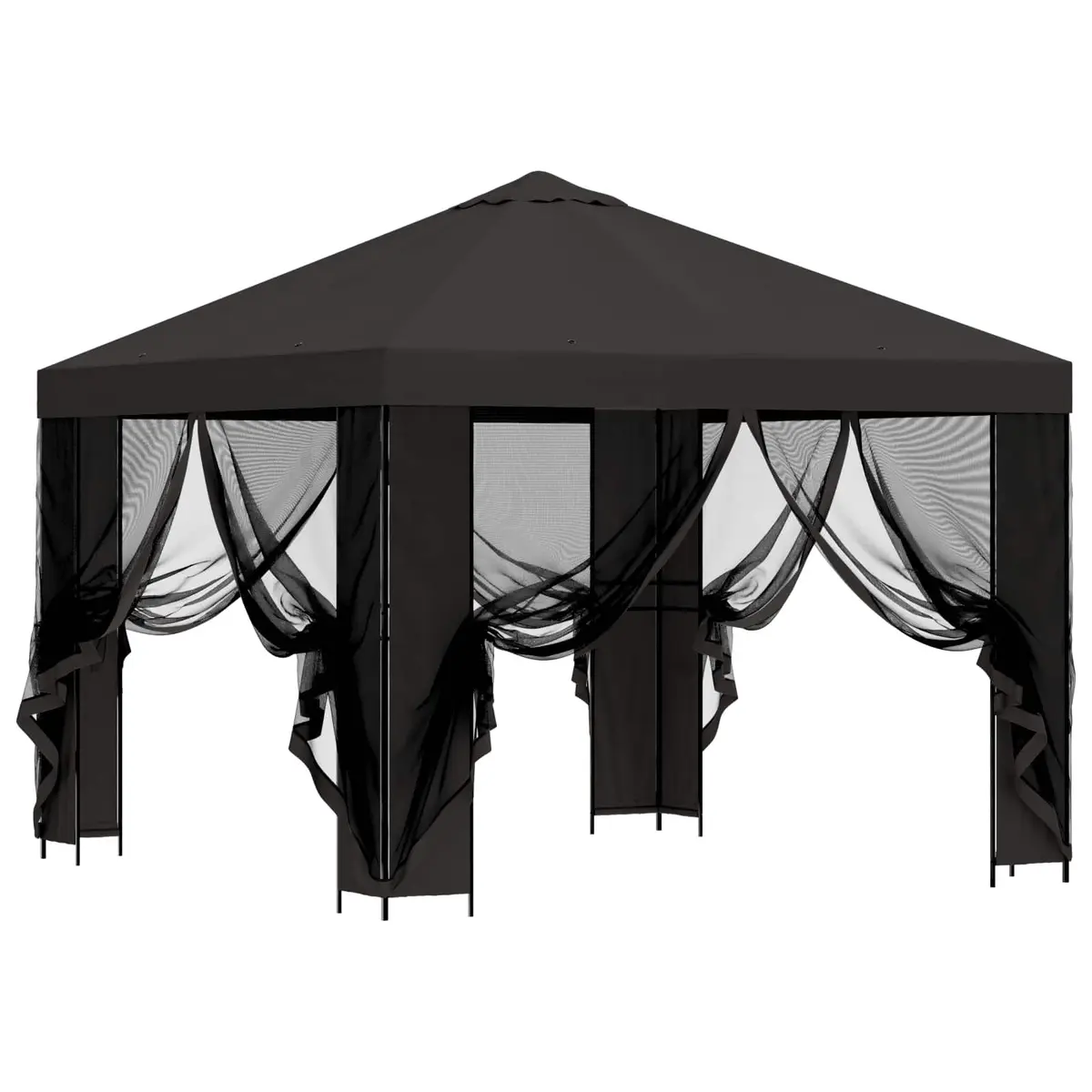 Garden Gazebo Steel 3x3m Anthracite Water-Resistant Polyester with Sidewalls