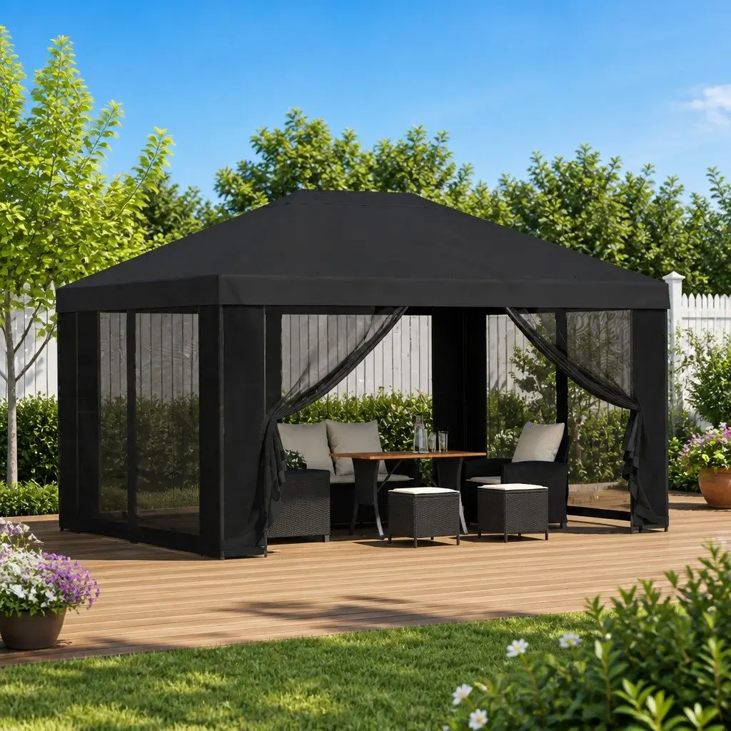Anthracite Garden Gazebo Canopy 4x3m