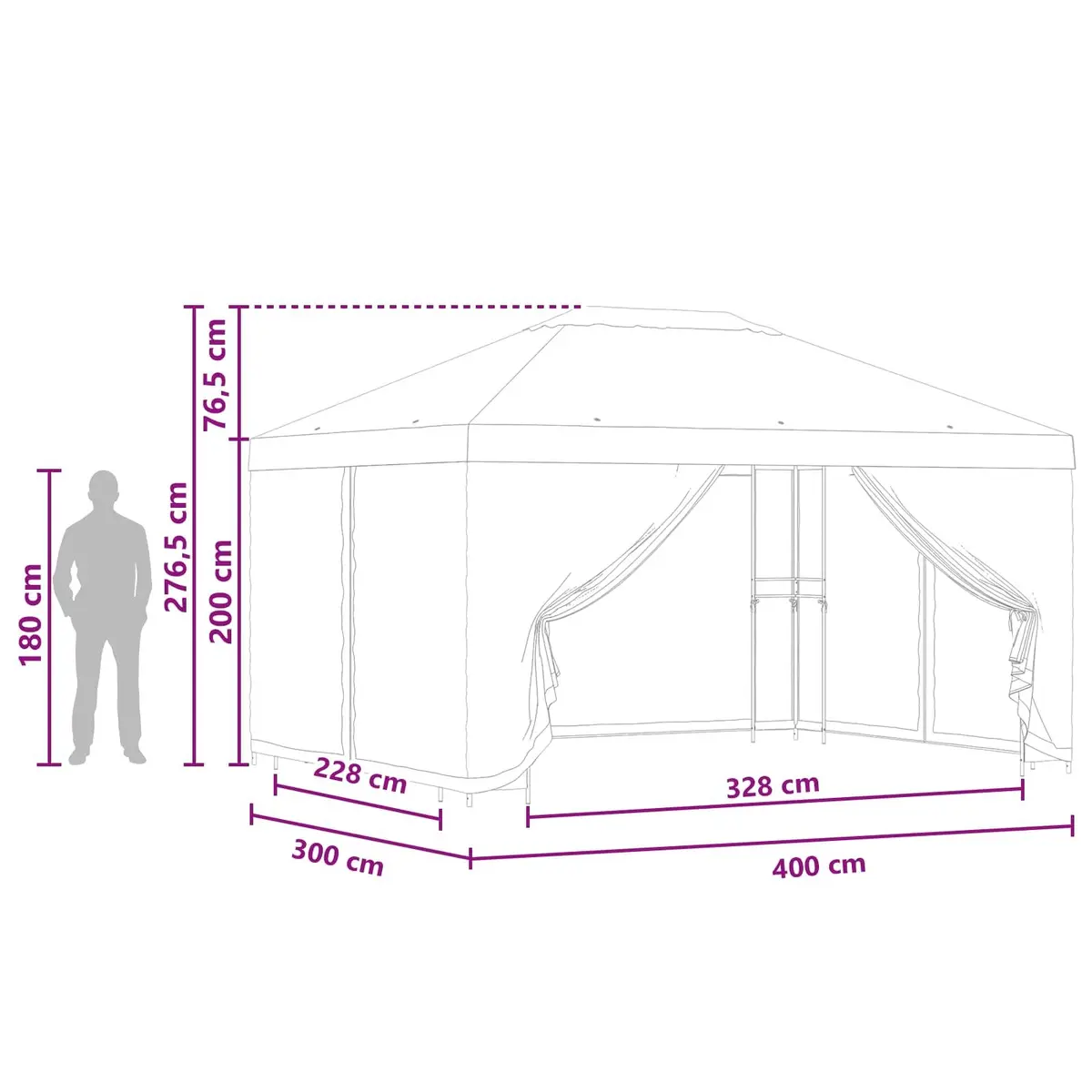 Anthracite Garden Gazebo Canopy 4x3m