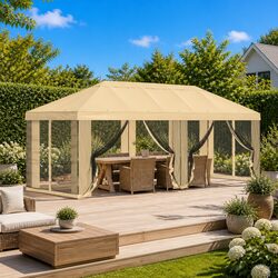 Premium Cream Gazebo Cover with Sidewalls 6 x 3 m