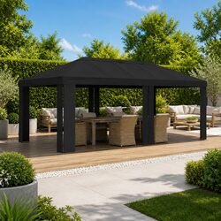 Sturdy 6 x 3 m Anthracite Polyester Gazebo Canopy