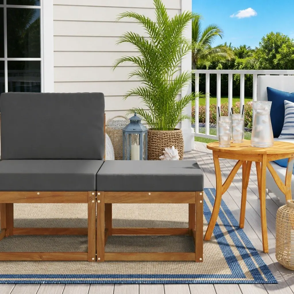 Outdoor Footstool Solid Acacia Wood Brown Modular Seating