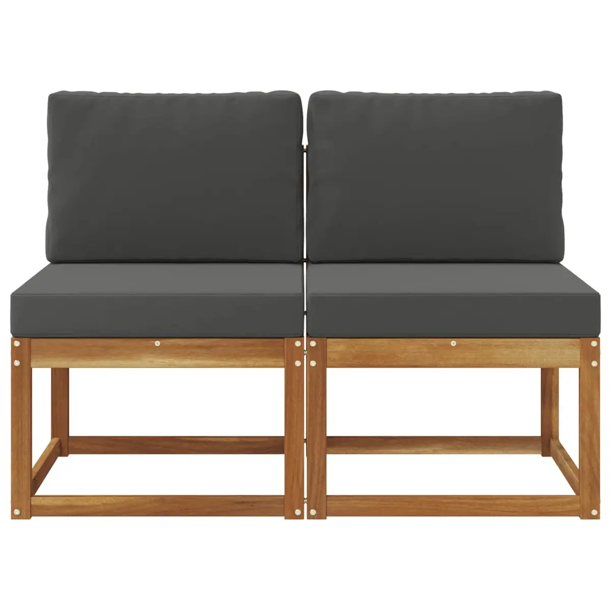 Brown Acacia Wood Modular Outdoor Middle Sofa Section