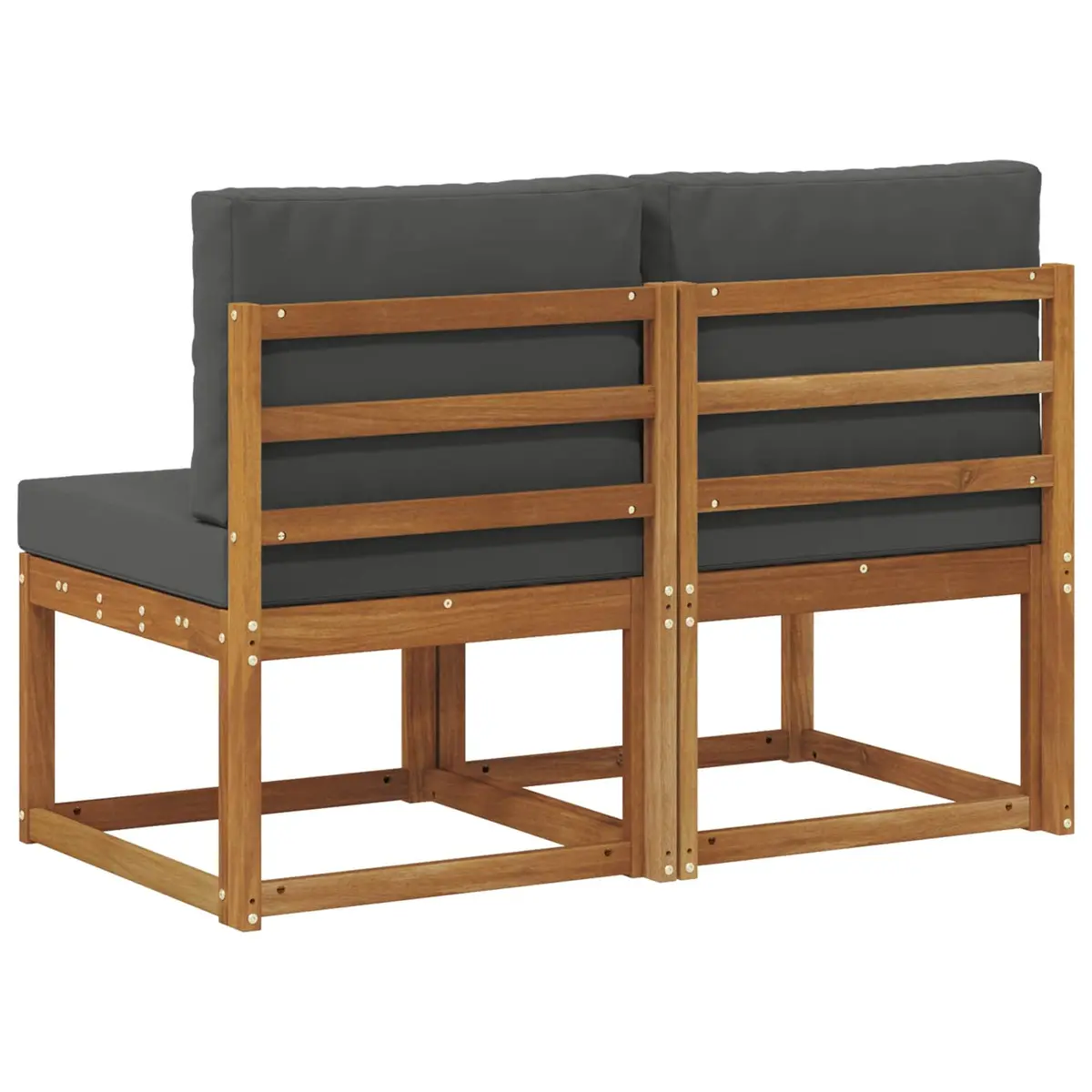 Brown Acacia Wood Modular Outdoor Middle Sofa Section