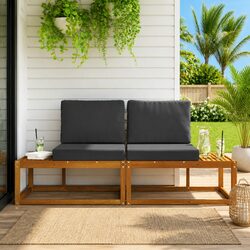 Brown Modular Outdoor Sofa 2 Piece Seating Unit