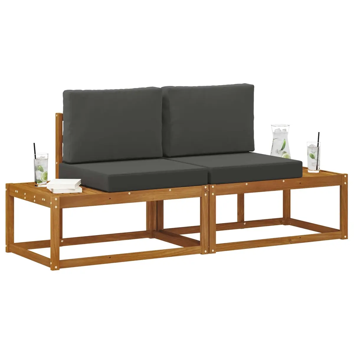 Brown Modular Outdoor Sofa 2 Piece Seating Unit