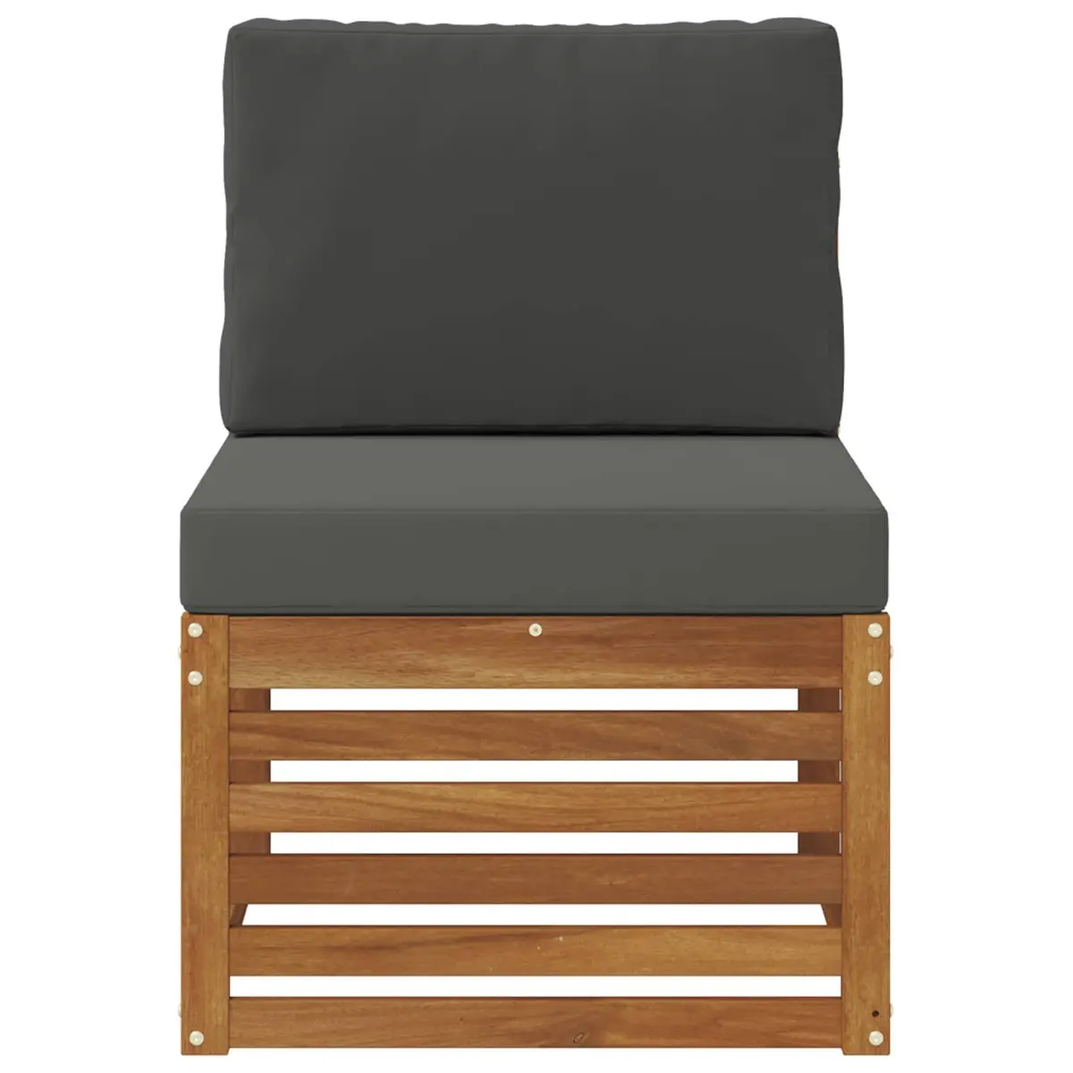 Brown Outdoor Middle Sofa with Solid Acacia Wood