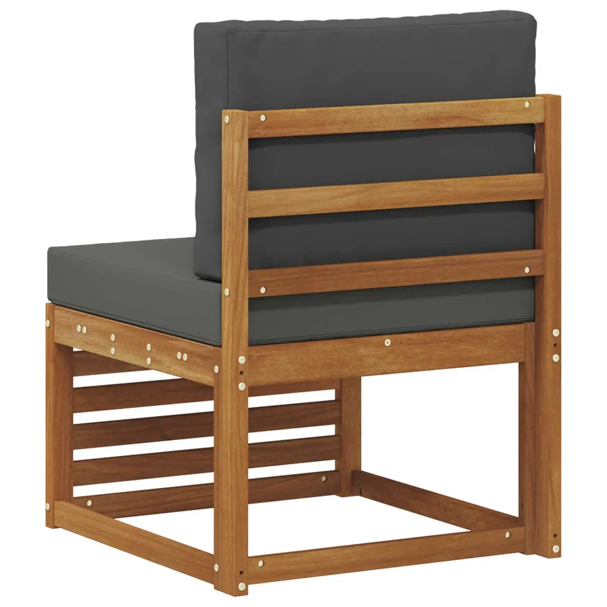 Brown Outdoor Middle Sofa with Solid Acacia Wood