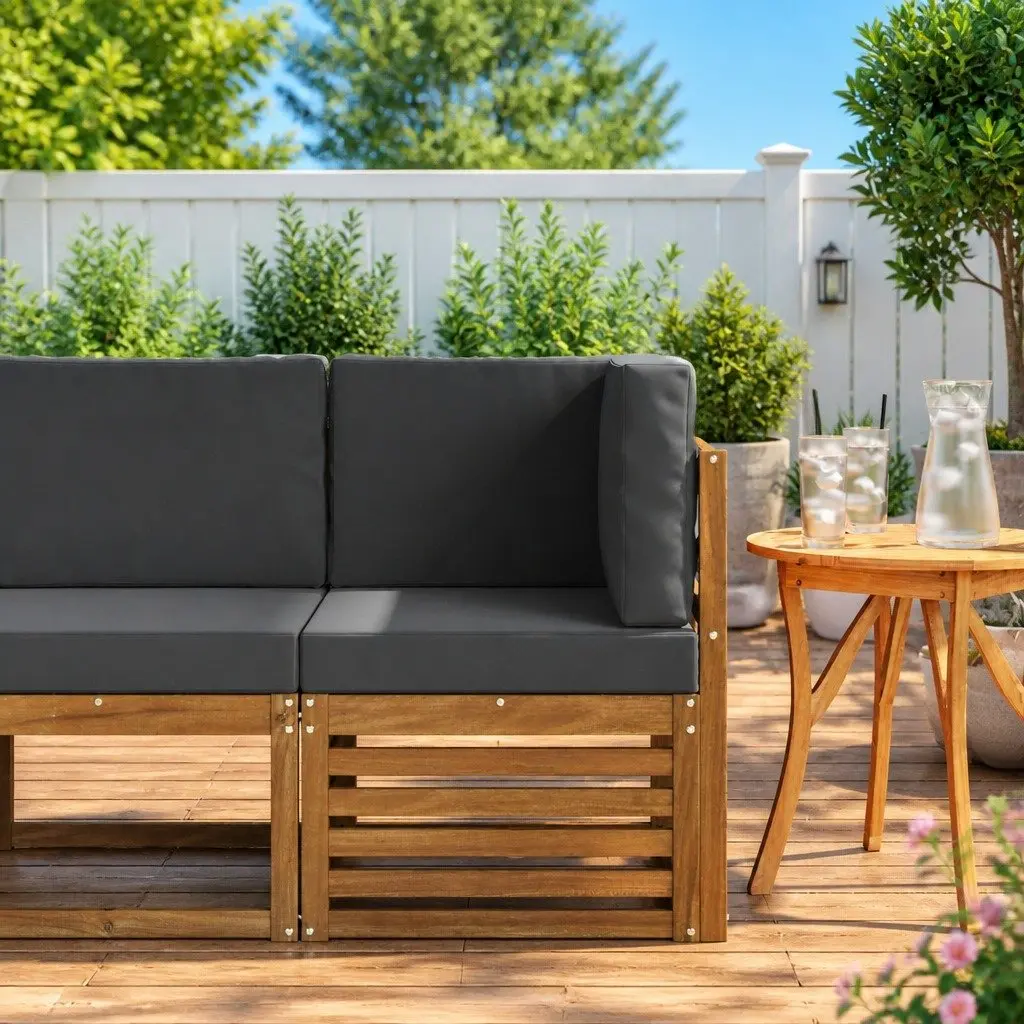 Solid Acacia Wood Outdoor Corner Sofa for Patios