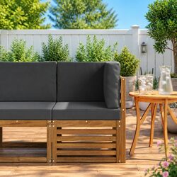 Solid Acacia Wood Outdoor Corner Sofa for Patios