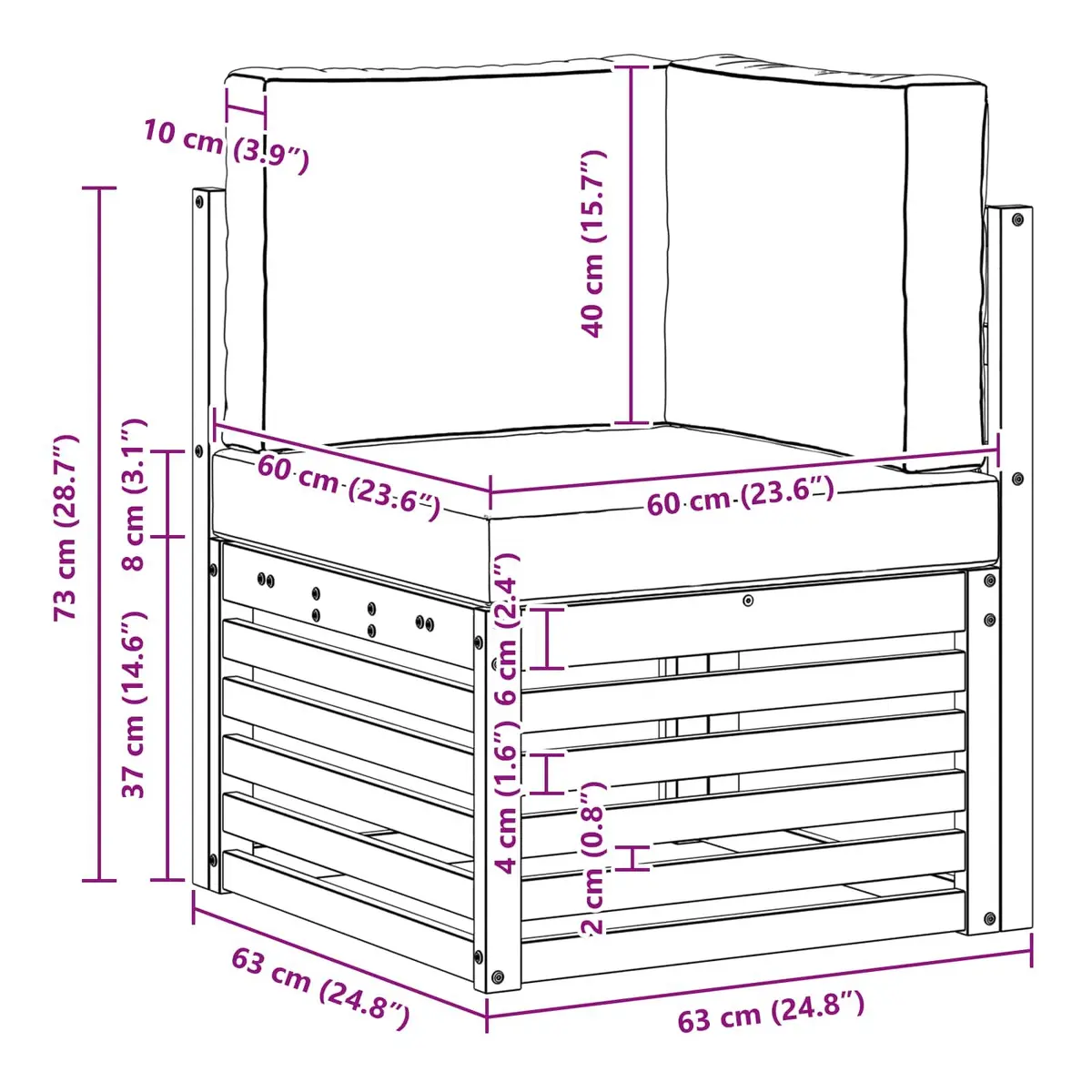 Solid Acacia Wood Outdoor Corner Sofa for Patios