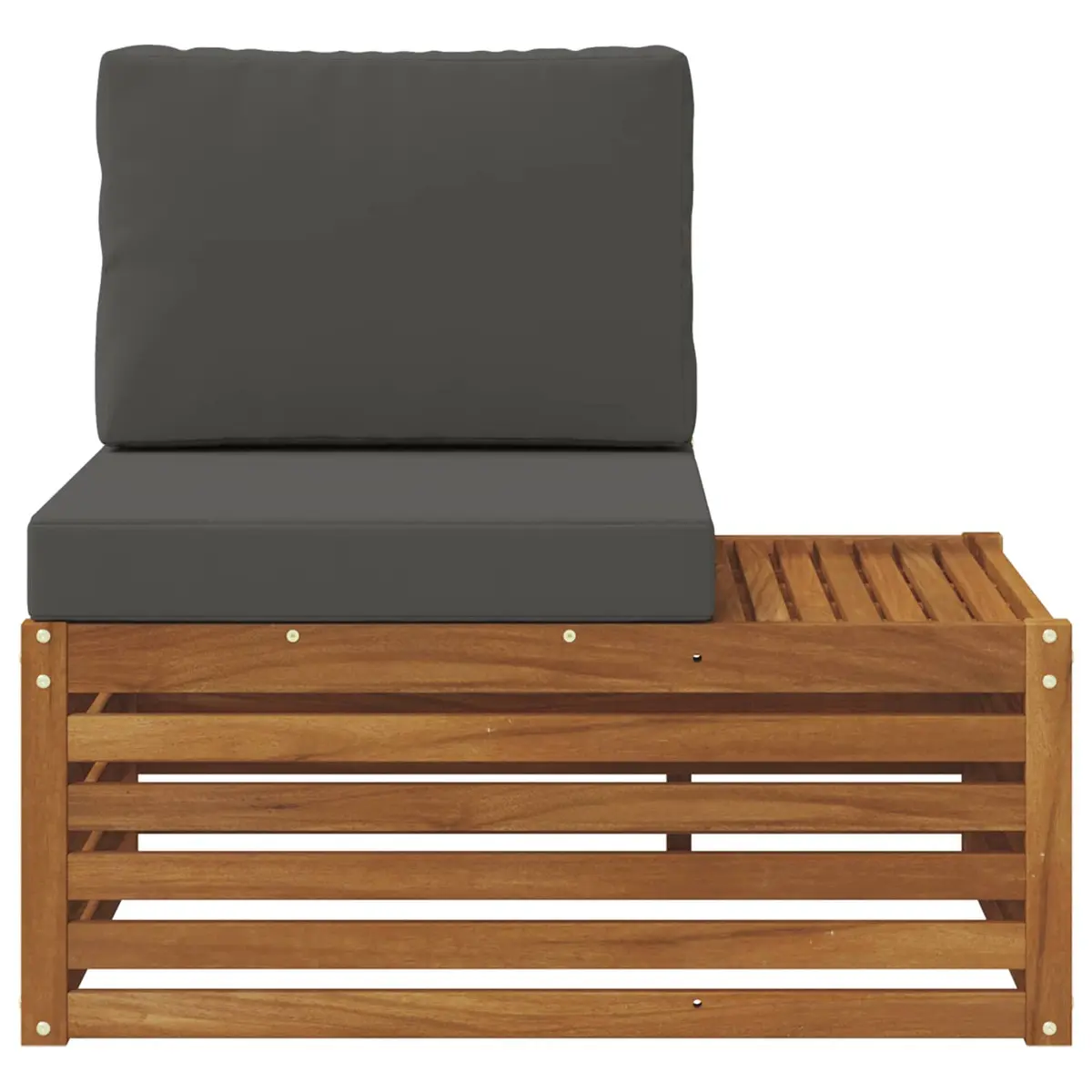 Solid Acacia Wood Outdoor End Sofa in Brown