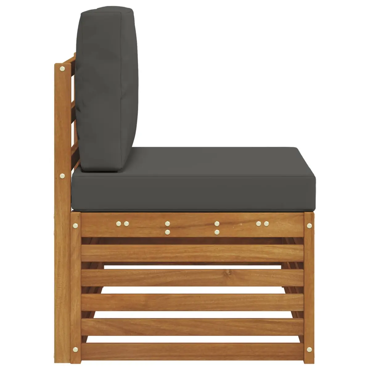 Solid Acacia Wood Outdoor End Sofa in Brown