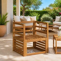 Durable Brown Engineered Wood Armrests for Outdoor Sofas
