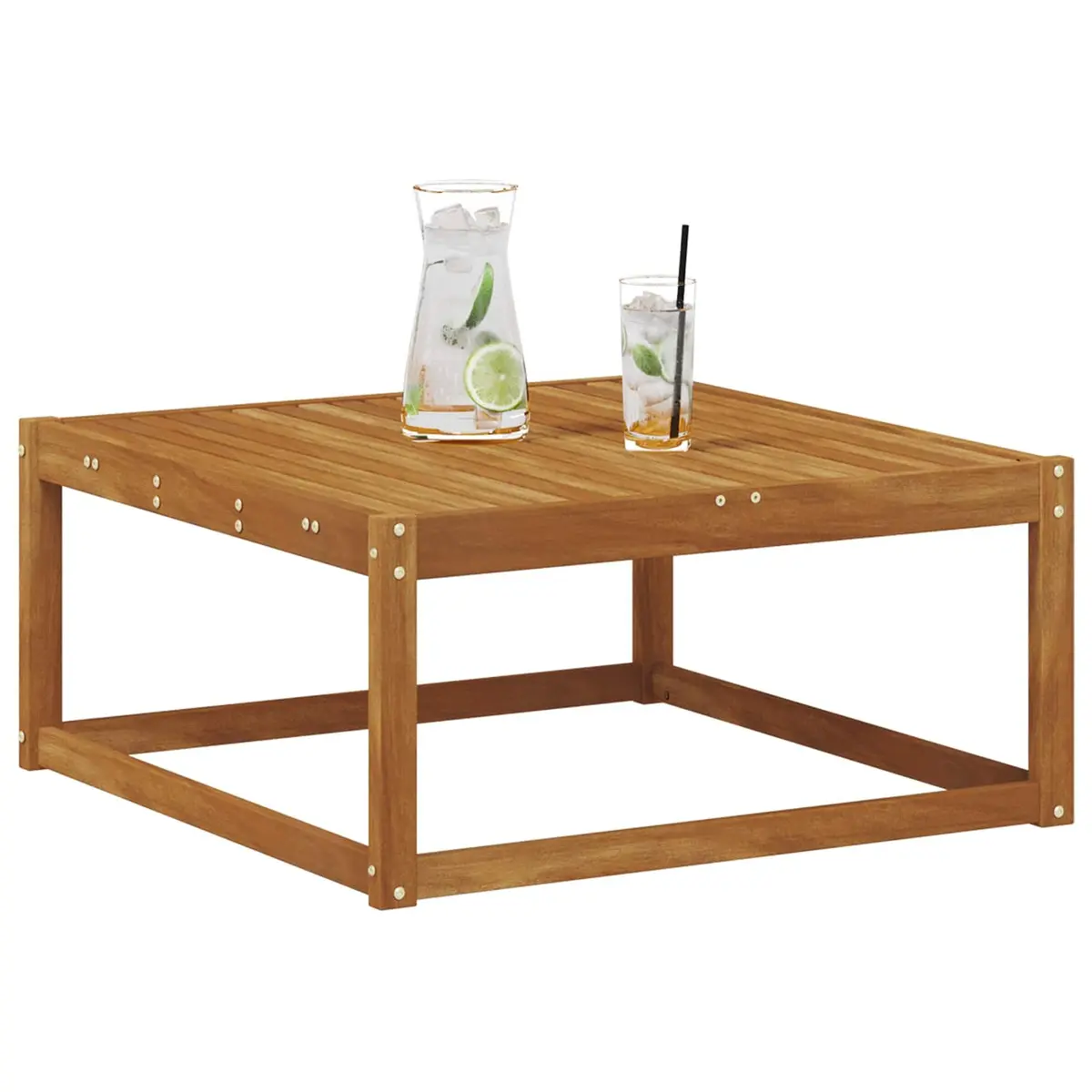 Outdoor Garden Table Natural 79 x 79 x 37 cm Patio Side Table Slatted Design