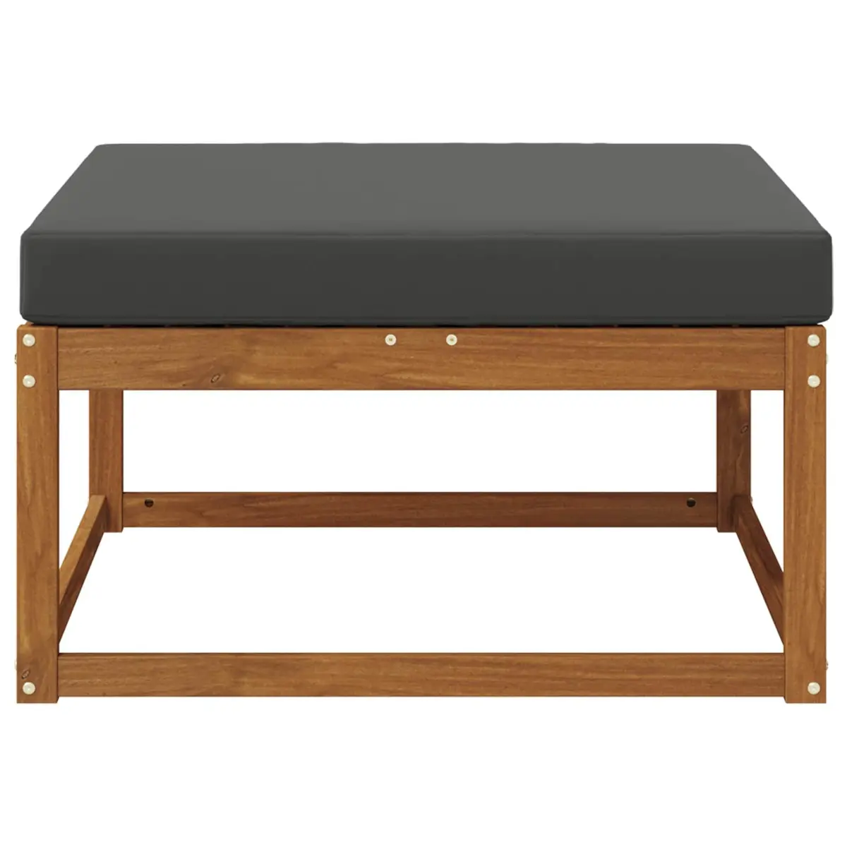 Brown Slatted Outdoor Footstool for Patio