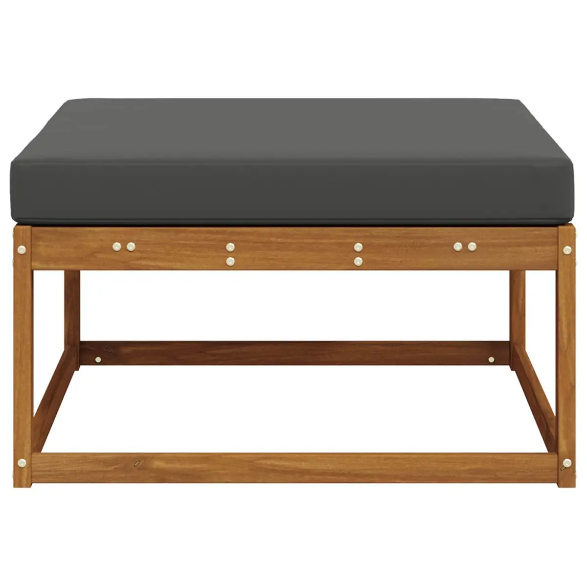 Brown Slatted Outdoor Footstool for Patio