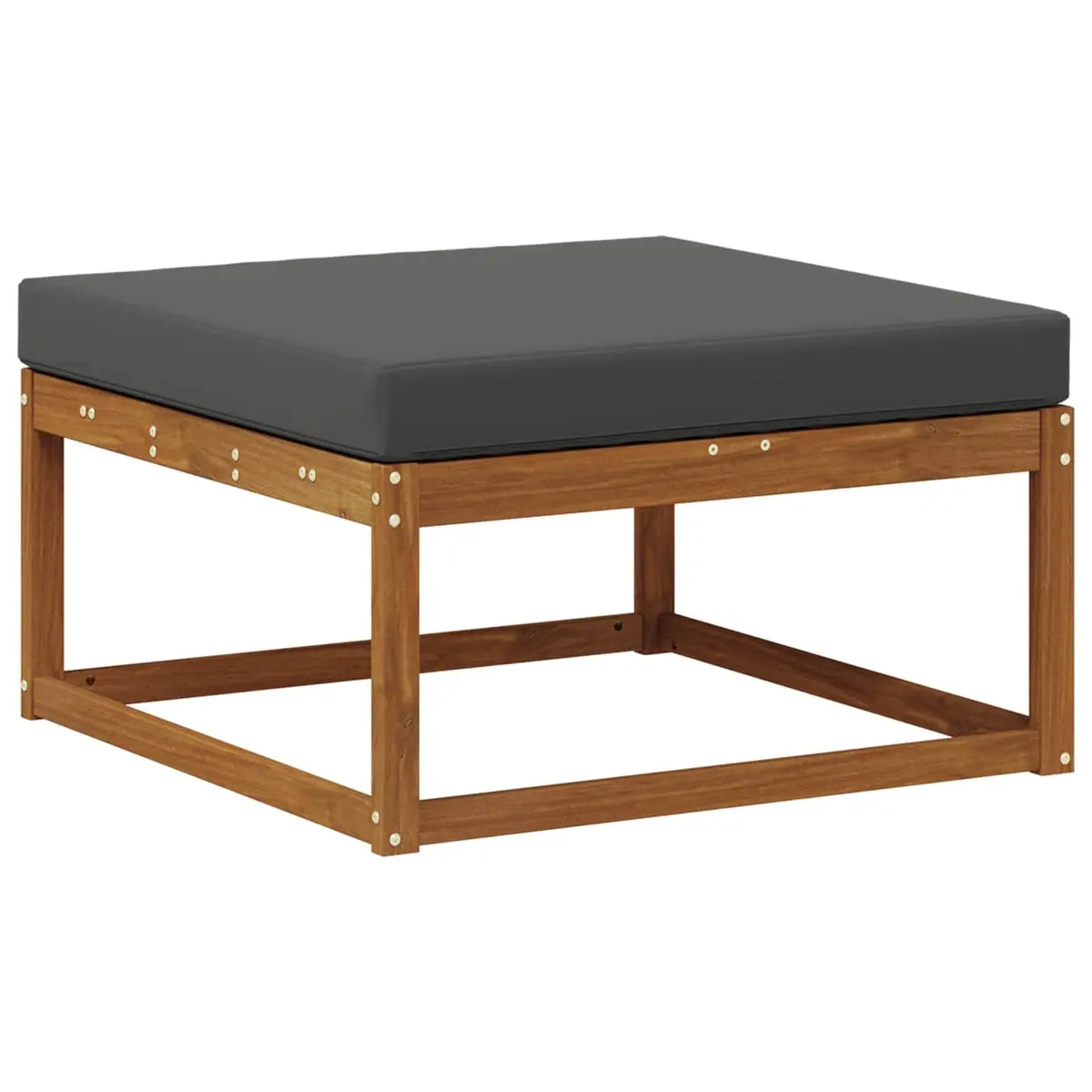 Brown Slatted Outdoor Footstool for Patio