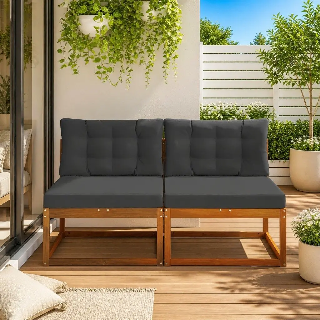 Brown Modular Outdoor Middle Sofa 2 Piece