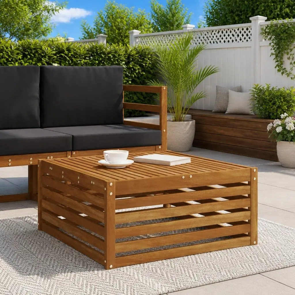 Outdoor Table Solid Acacia Wood 79x79x37cm Brown