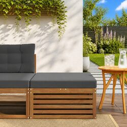 Solid Wood Outdoor Footstool with Slatted Design for Patios