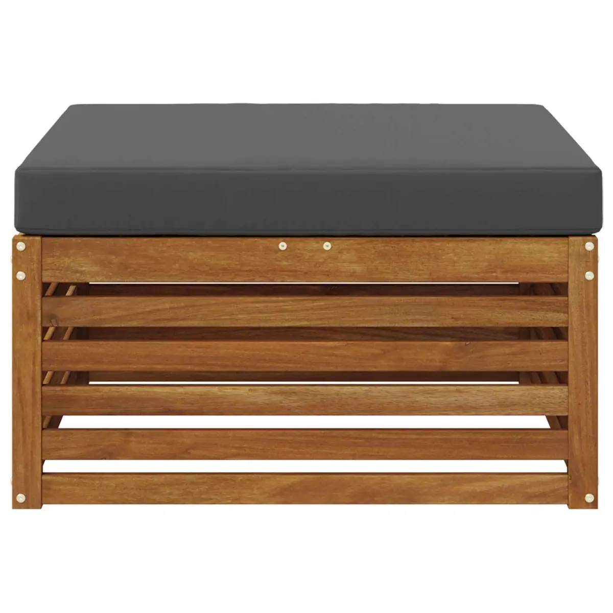 Outdoor Footstool Solid Wood Garden Patio Furniture Brown Slatted Design