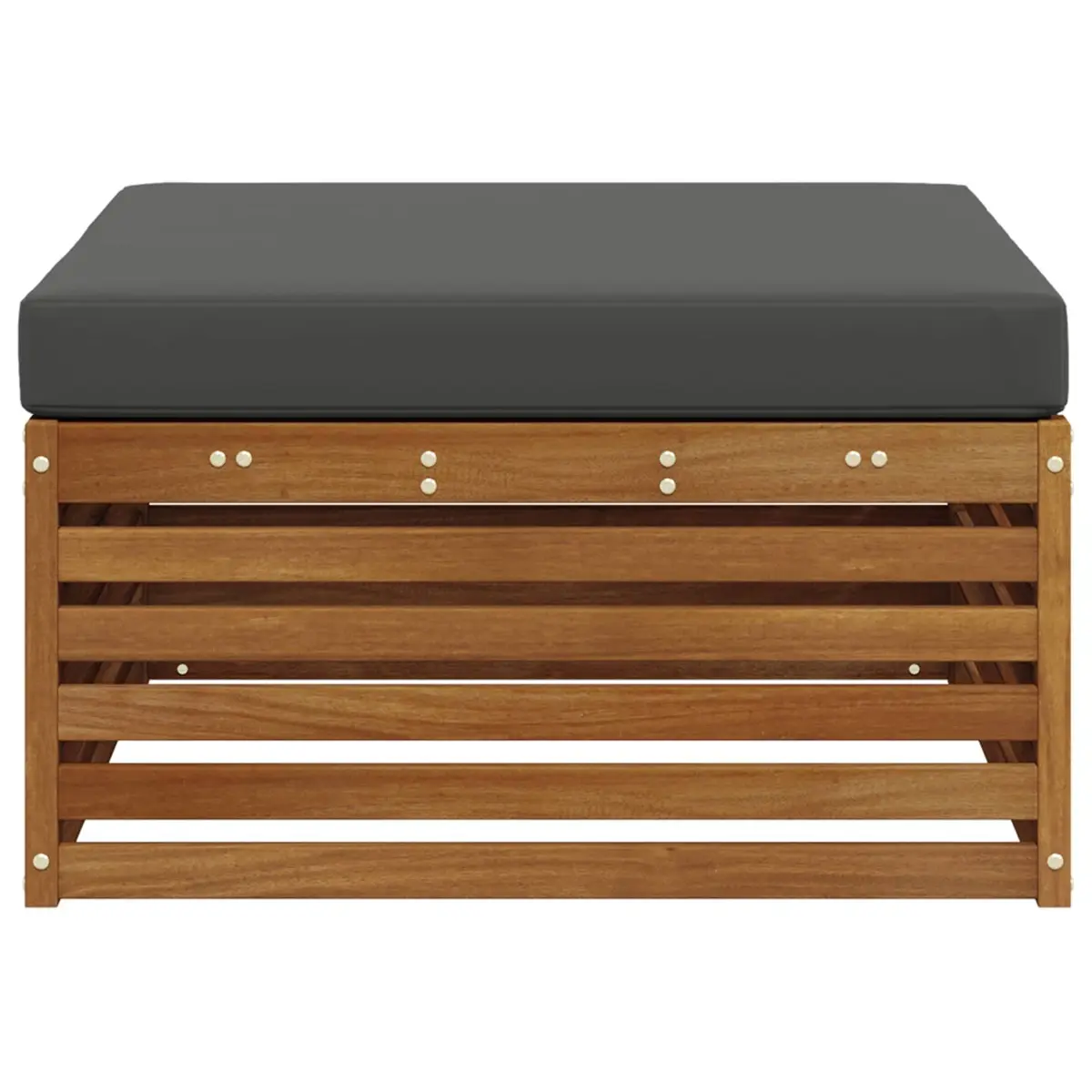 Outdoor Footstool Solid Wood Garden Patio Furniture Brown Slatted Design