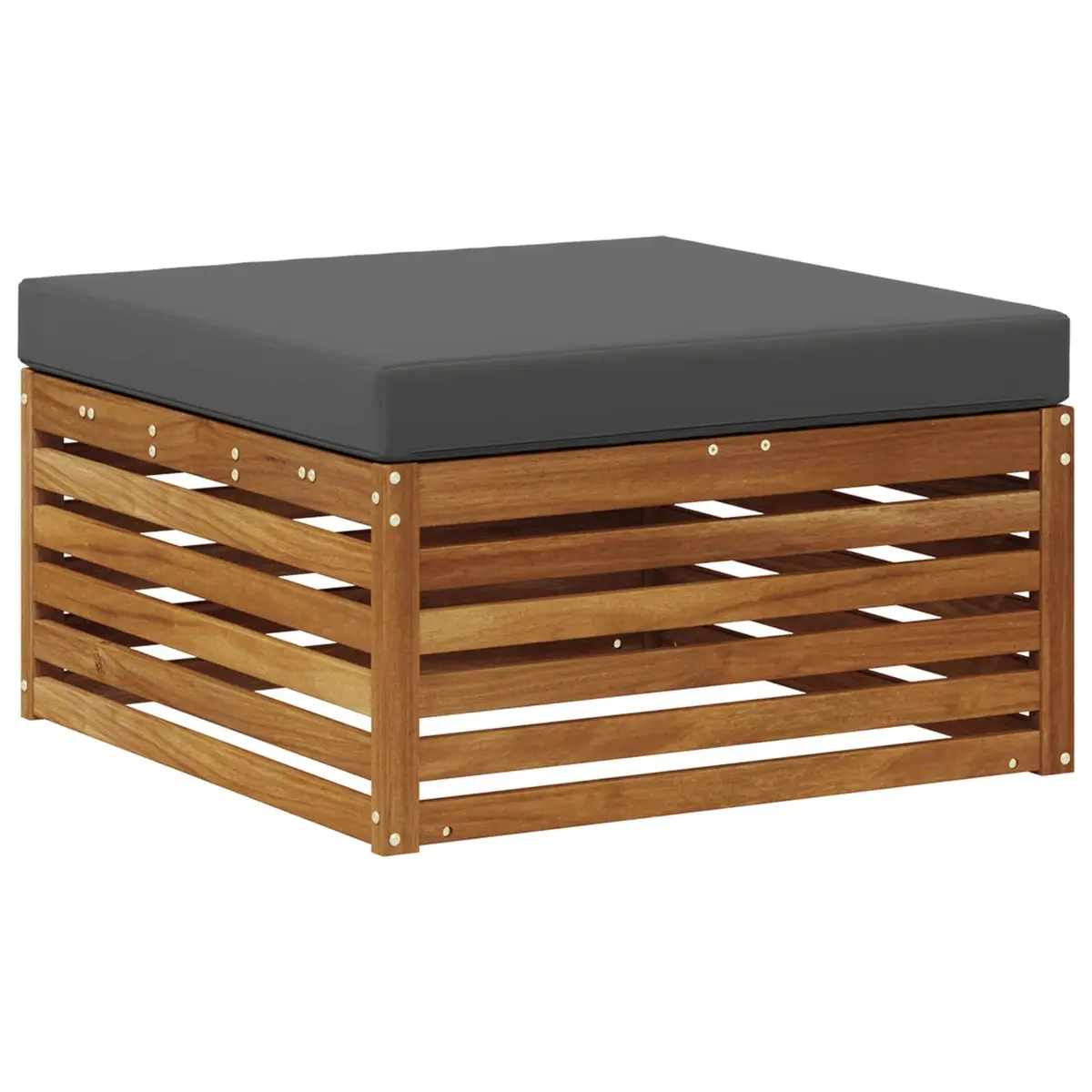 Outdoor Footstool Solid Wood Garden Patio Furniture Brown Slatted Design