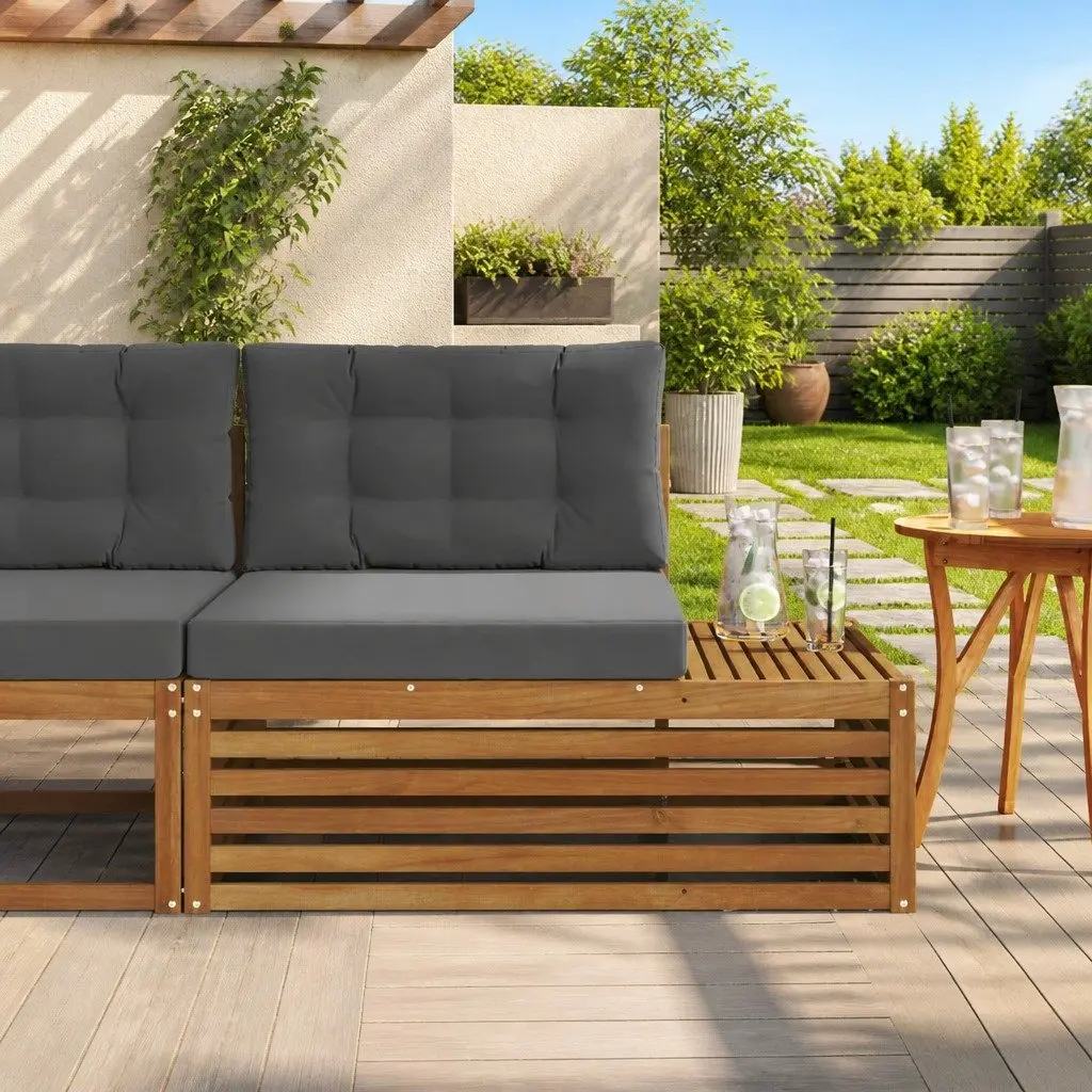 Outdoor End Sofa Solid Acacia Wood 115 x 83 x 73 cm Brown