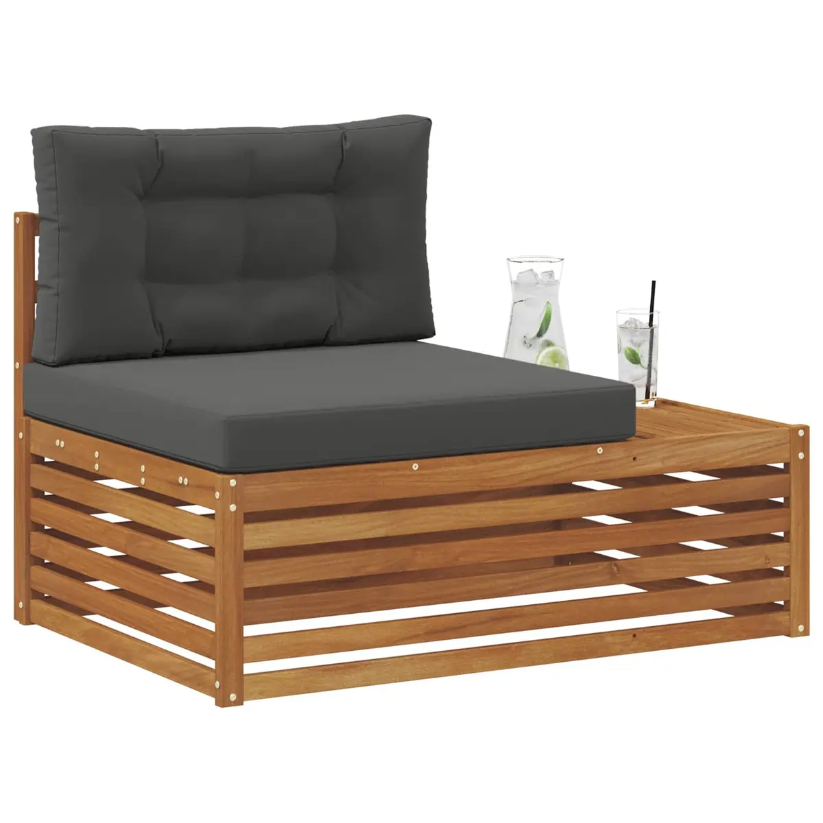Outdoor End Sofa Solid Acacia Wood 115 x 83 x 73 cm Brown