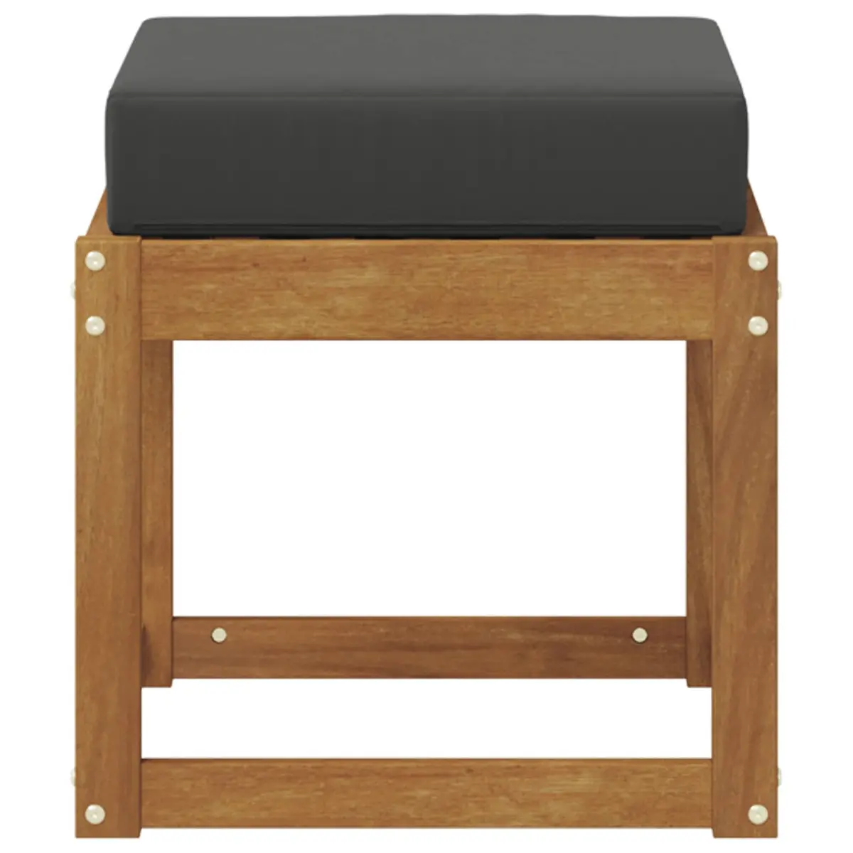 Stool Bench Solid Acacia Wood Outdoor Indoor Seating Natural and Anthracite