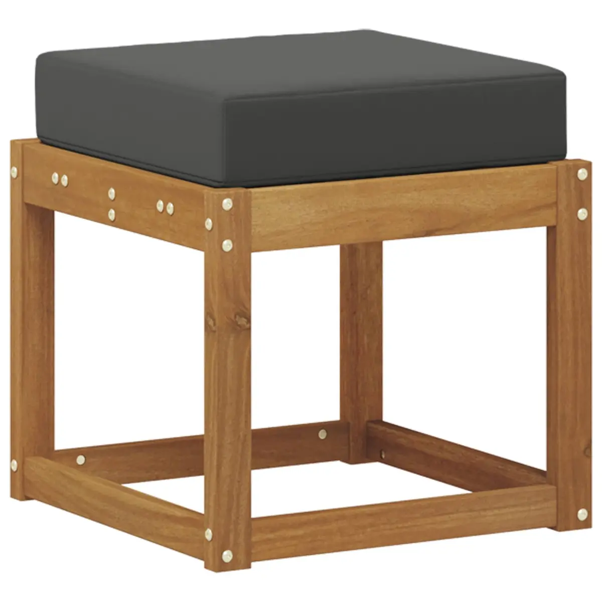 Stool Bench Solid Acacia Wood Outdoor Indoor Seating Natural and Anthracite