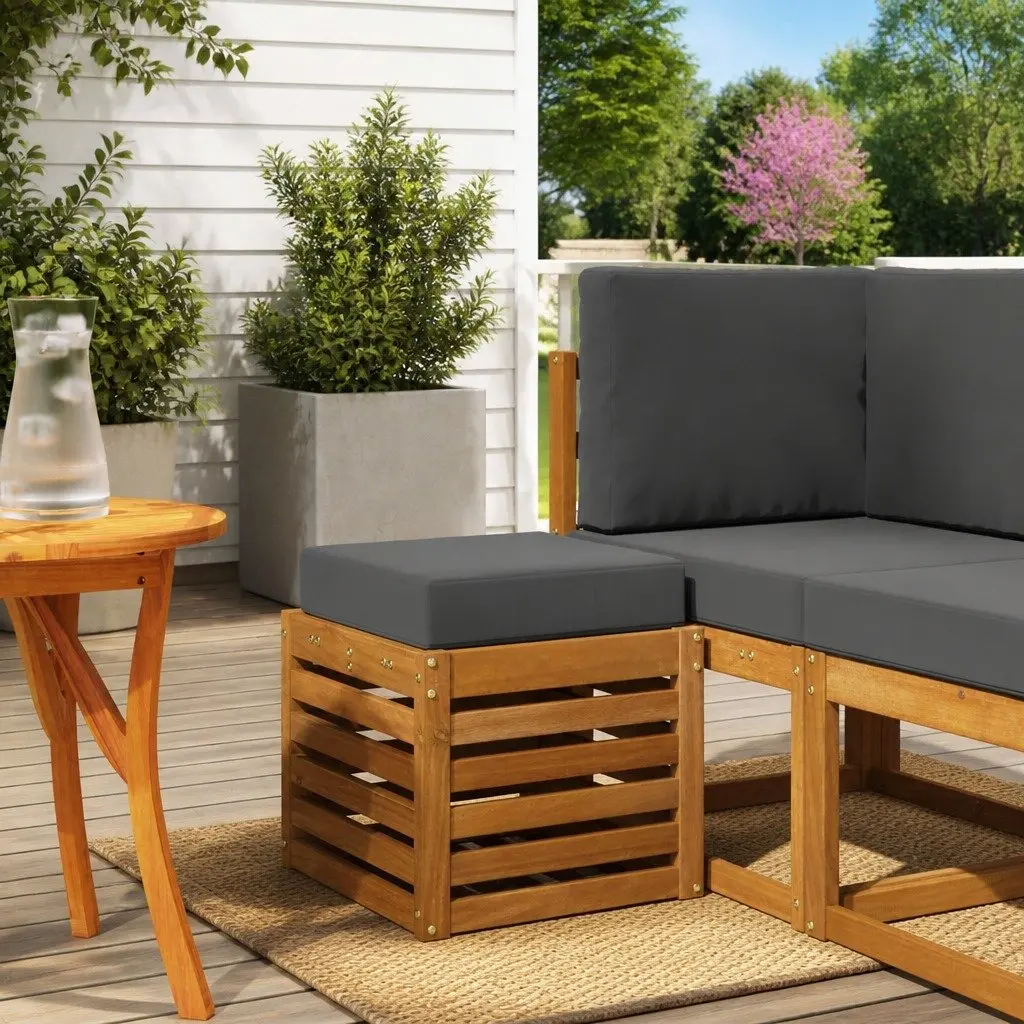 Modular Outdoor Sectional Sofa Set in Natural Wood