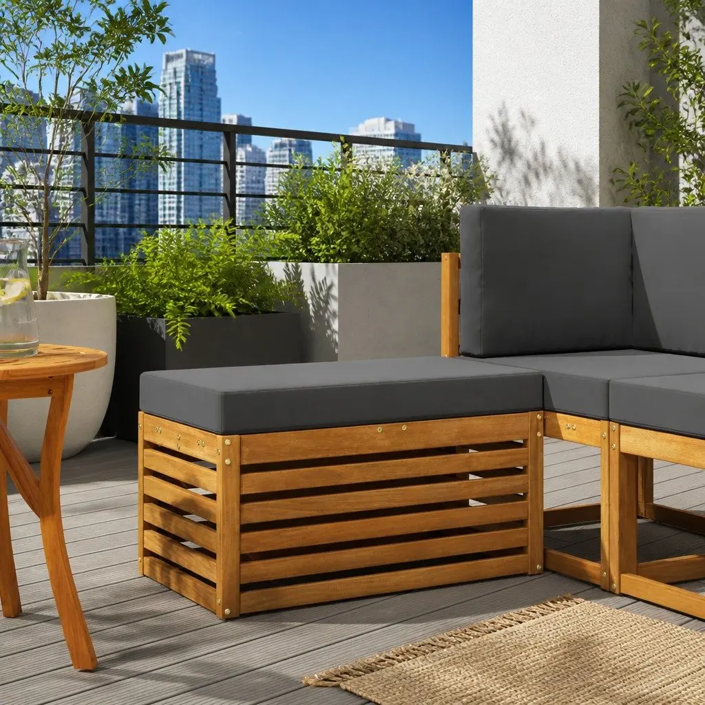 Outdoor Stool Bench Solid Acacia Wood Natural Brown