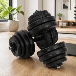 Durable Red Dumbbells 2x15kg Set with Ergonomic Handles