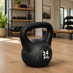 Premium 24 KG Black Vinyl Kettlebell for Strength Training
