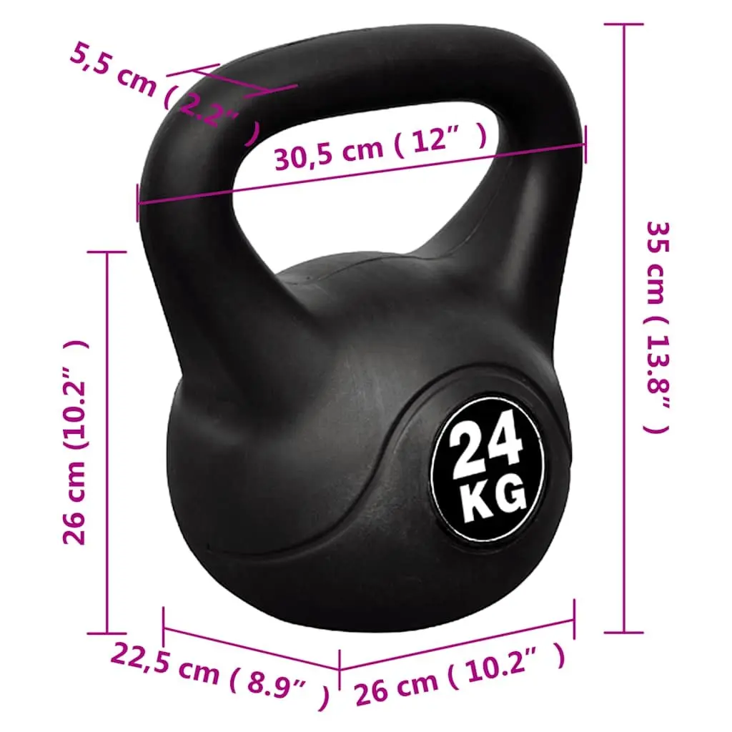 24 KG Black Vinyl Kettlebell for Strength Training