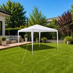 Durable Steel Frame Garden Gazebo 3x3m White Canopy