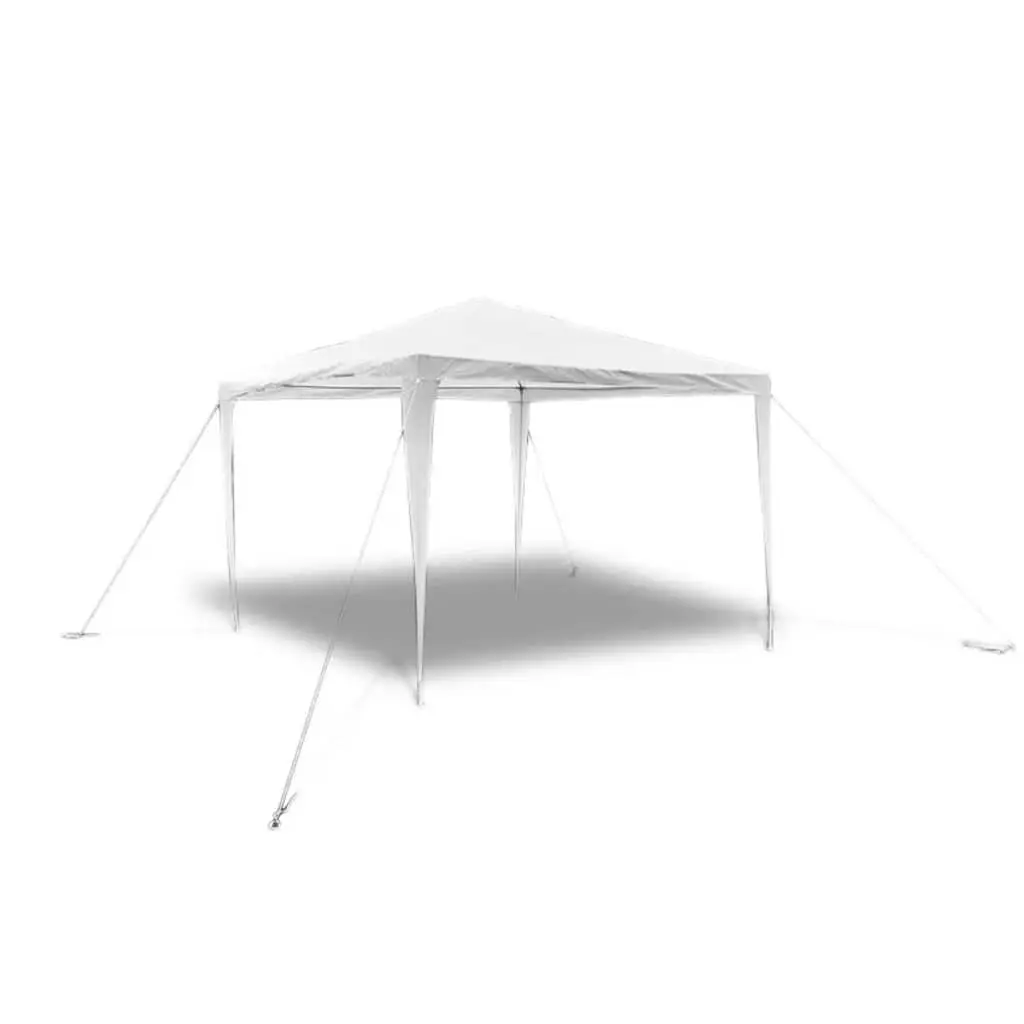 Garden Gazebo Pavilion Steel Frame 3x3m White Polyethylene Tarp