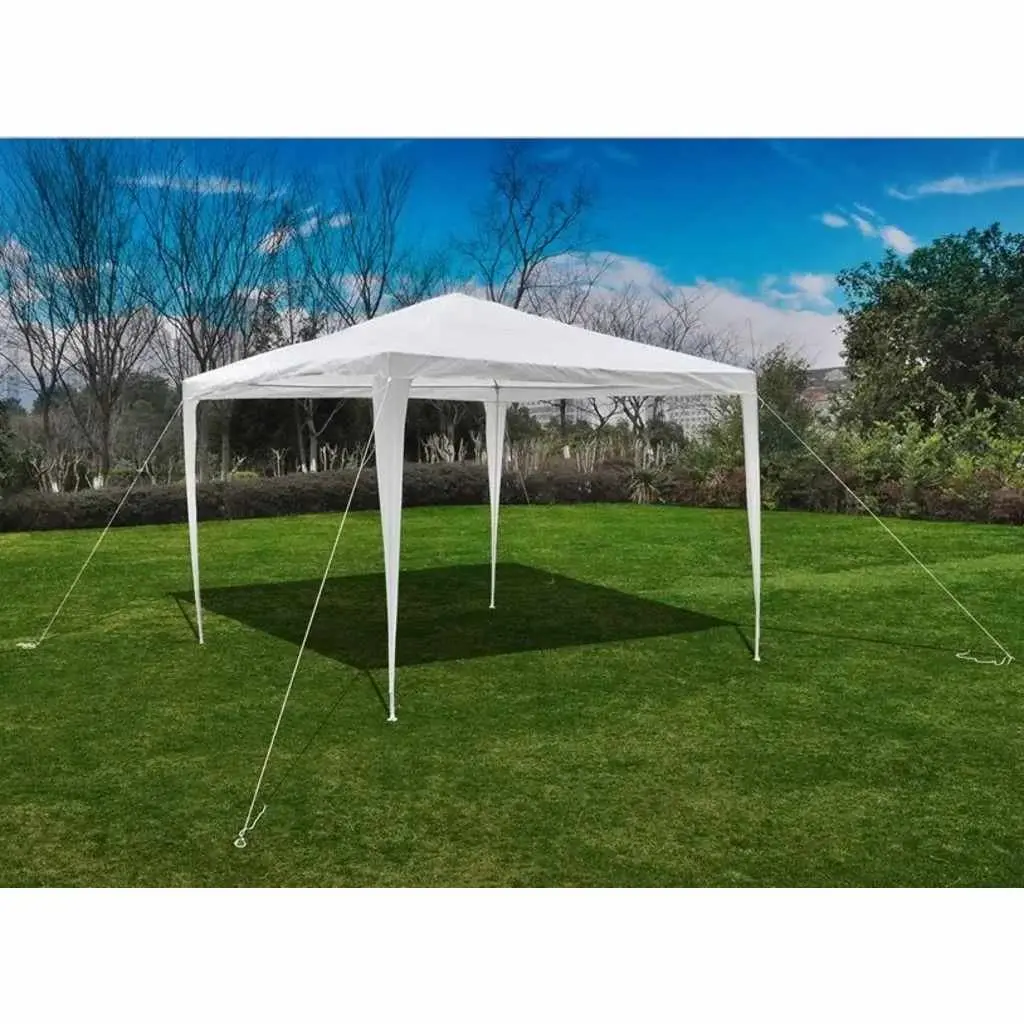 Garden Gazebo Pavilion Steel Frame 3x3m White Polyethylene Tarp